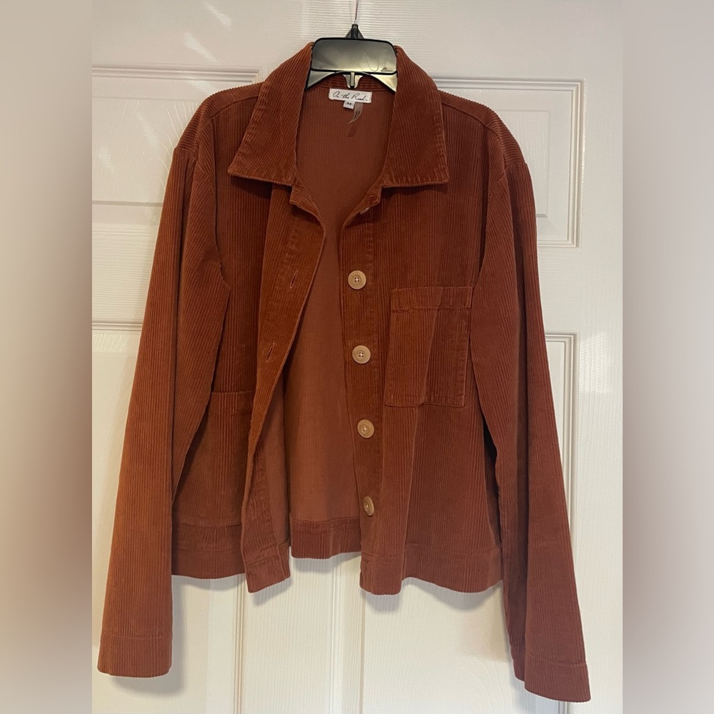 Anthropology “On The Road…” Burnt Orange Corduroy Women’s Jacket Size Medium